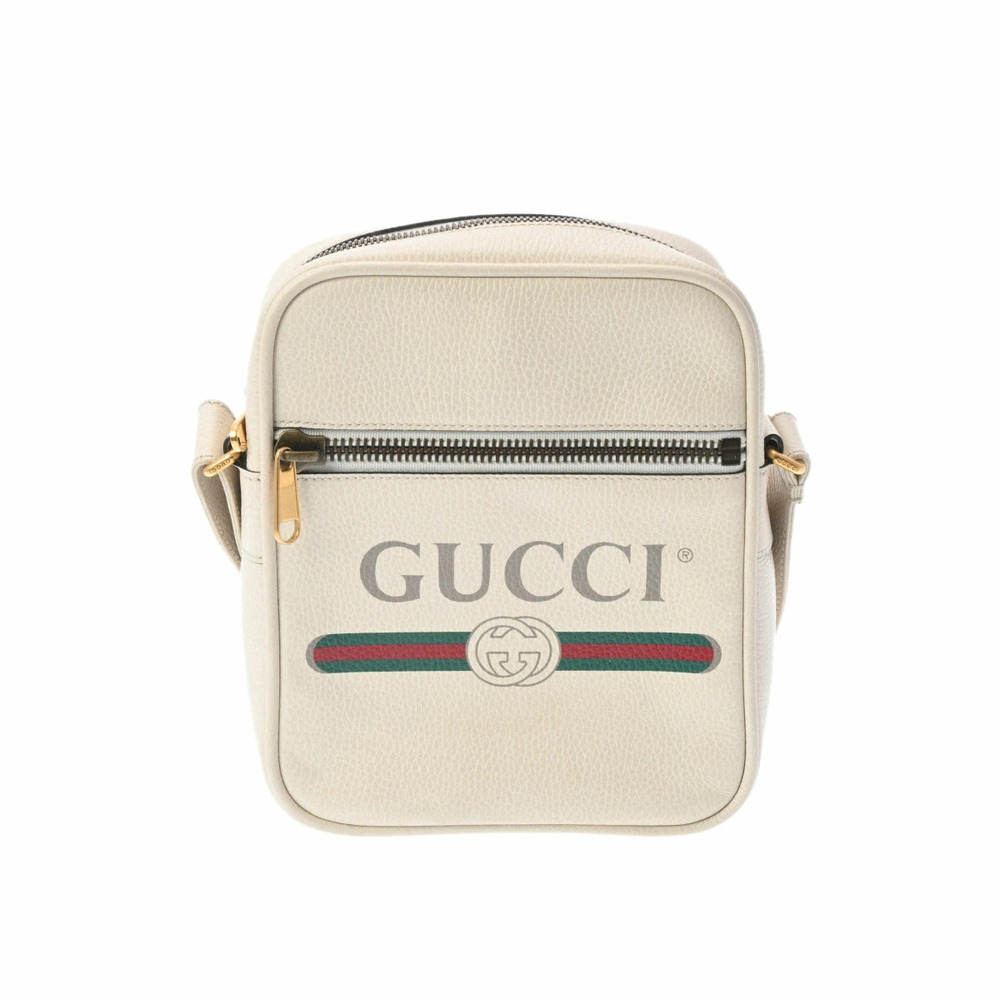 GUCCI Messenger Bag White Leather Shoulder